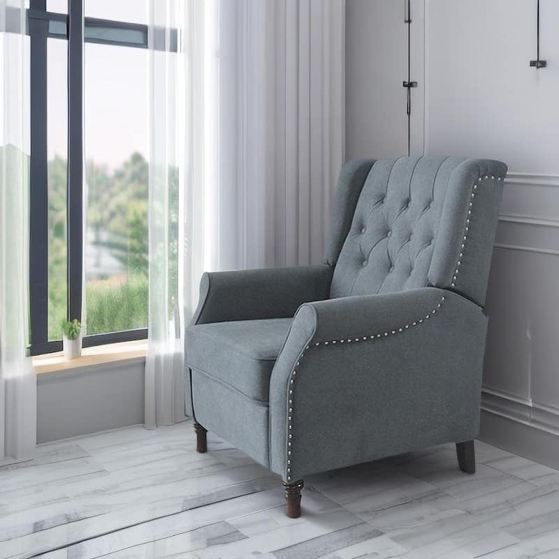 Modern Fabric Recliner Armchair With Adjustable Back and Padded Cushion