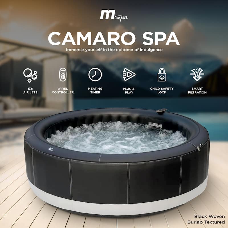 MSpa Round Inflatable Bubble Massage Spa, 4 to 6 Person Hot Tub, Super Camaro - 78.3