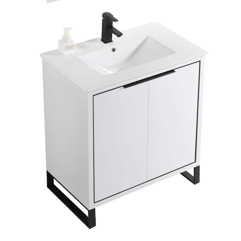 Fine Fixtures Opulence Collection Bathroom Vanity with White Ceramic Sink