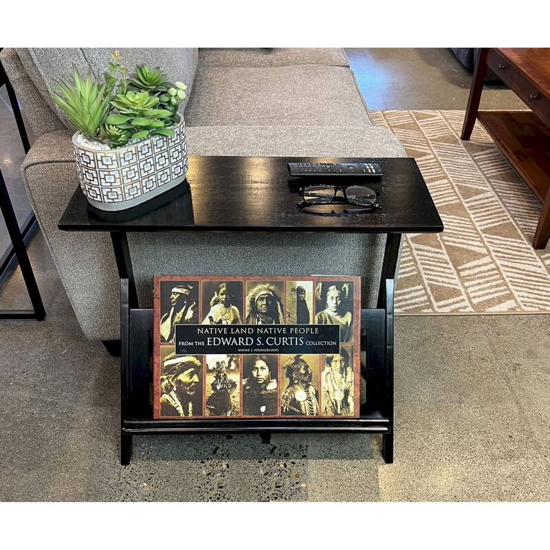 Acacia Wood K End Table with Display Rack