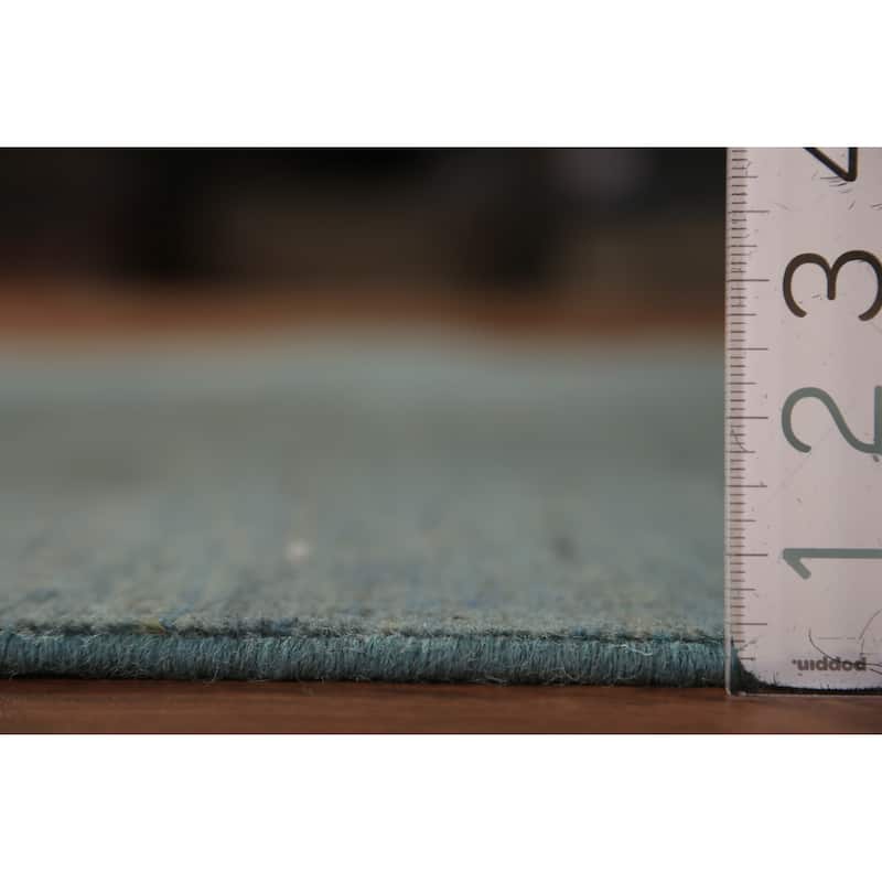 Light Blue Gabbeh Modern Rug Hand-Knotted Wool Carpet - 4'0" x 5'10"