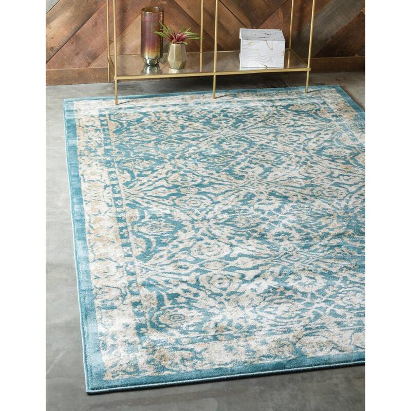 Traditional Hadeya Collection Area Rug - Teal - 10'x13'