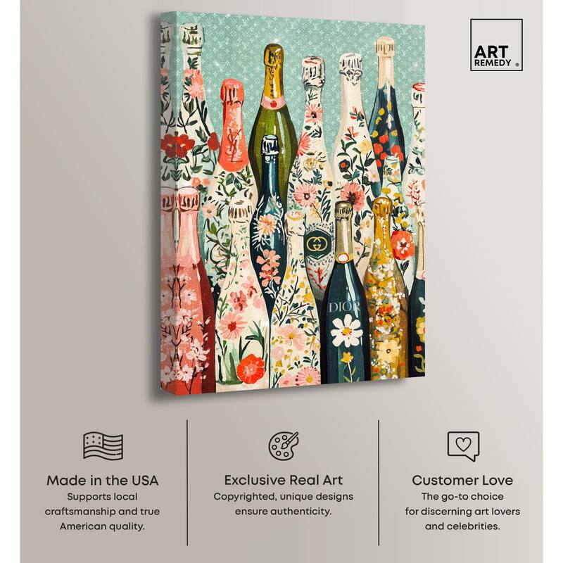 Floral Collection Bottles Canvas by Art Remedy, Gallery Wrapped