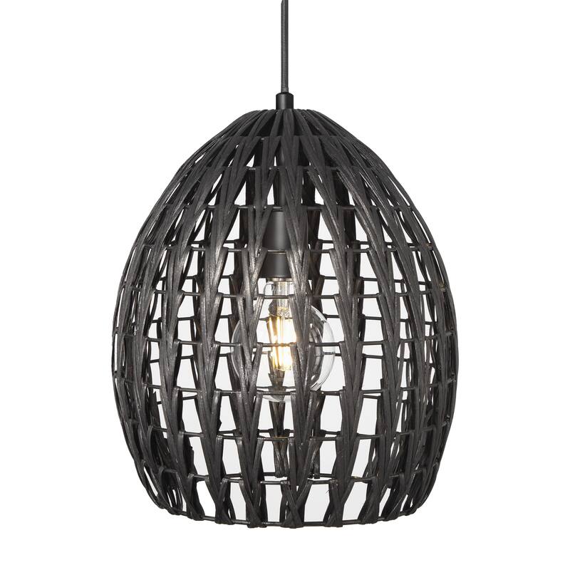 Persephone Metal and Handwoven Rattan Ceiling Light - 12.0"L x 12.0"W x 14.0"H
