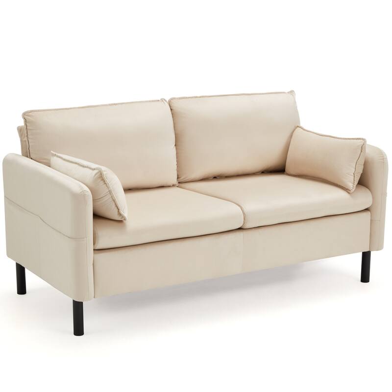 Modern double sofa for small spaces with storage, 2 soft cushions