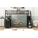 preview thumbnail 5 of 15, Metal Full Size Loft Bed with Storage and Wardrobe and Lockers for Home,Black