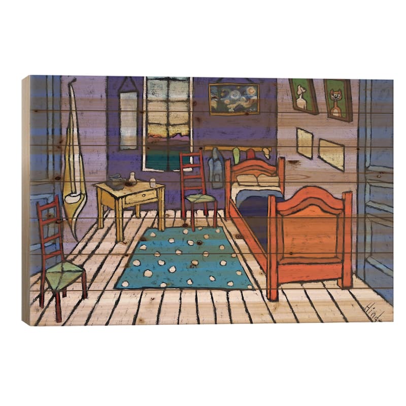 Van Gogh's Bedroom Print On Wood by David Hinds - Multi-Color - 18x26x1.5