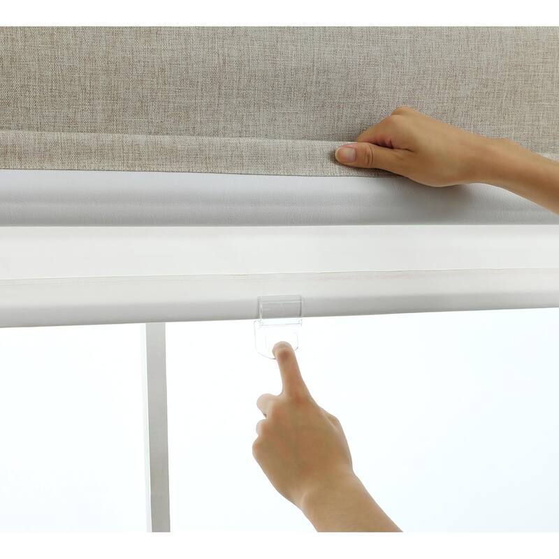 100% Blackout Roman Shade Belgian Linen Look Polyester Fabric