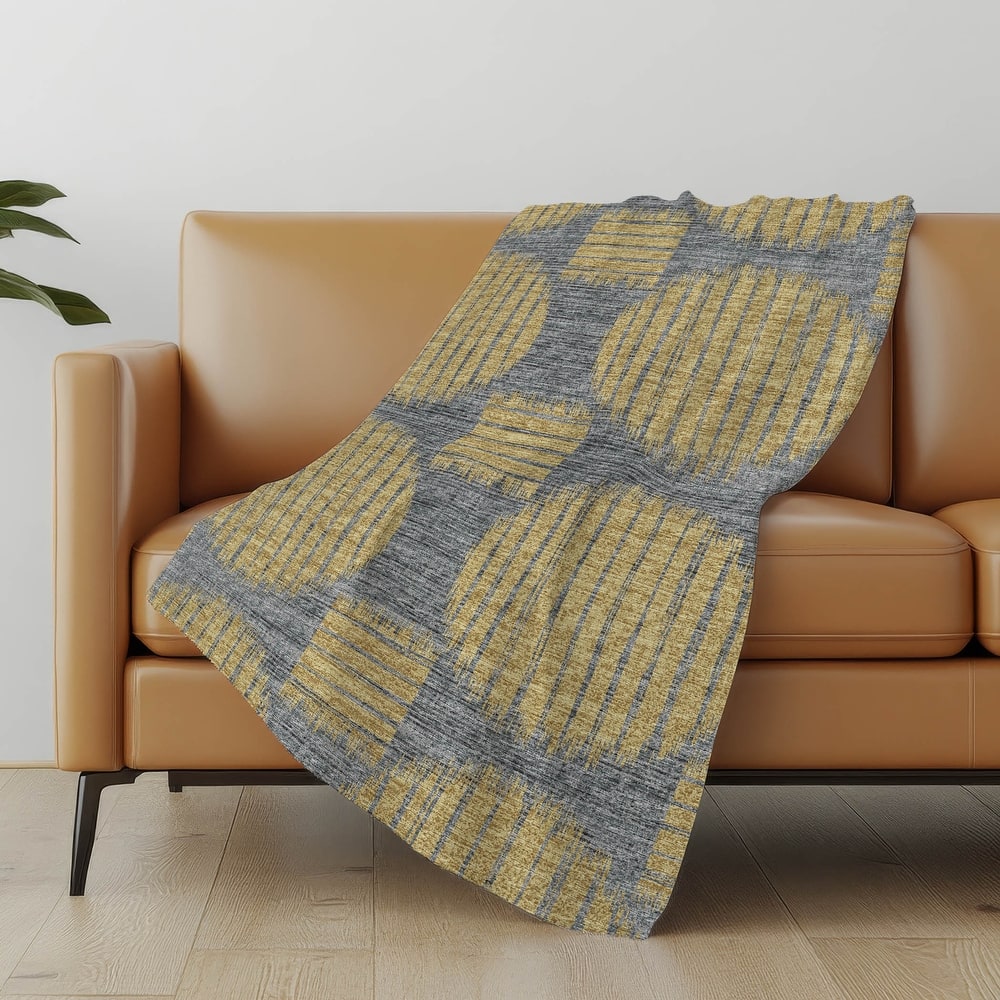 Premium Machine Washable ASB119 Modern Circles Sherpa Throw Blanket