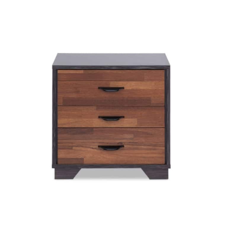 Espresso Wood 3-Drawer Contemporary Nightstand with Plastic Handles - Espresso