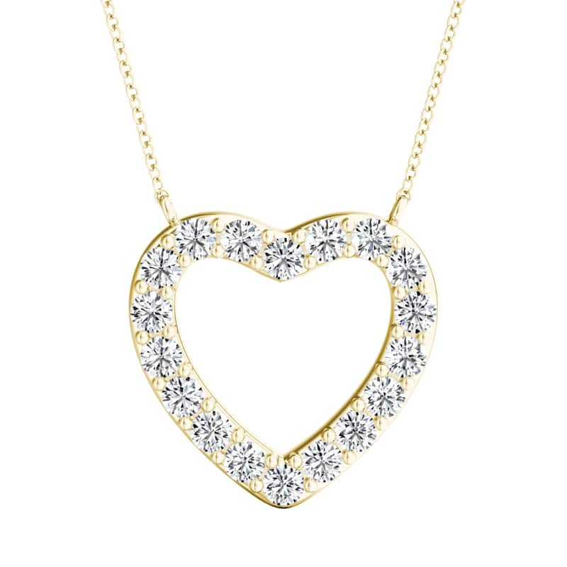 Auriya 14k Gold 1/4ctw Heart Shaped Diamond Necklace (H-I, I1-I2) - White H-I - Yellow