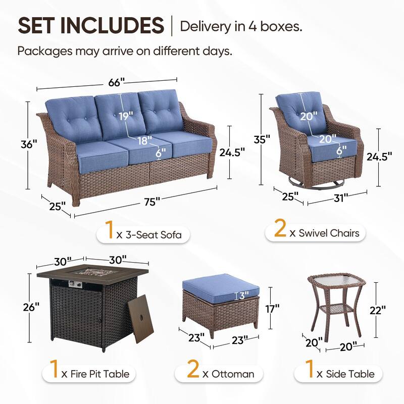 Outdoor Furniture Set with Propane Gas Fire Pit Table