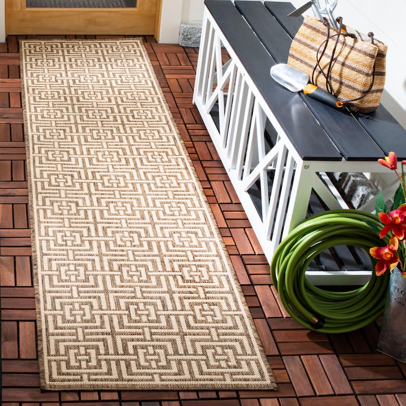 SAFAVIEH Beach House Eliverta Indoor/ Outdoor Waterproof Patio Backyard Rug - 2'2" x 8' Runner - Beige/Cream