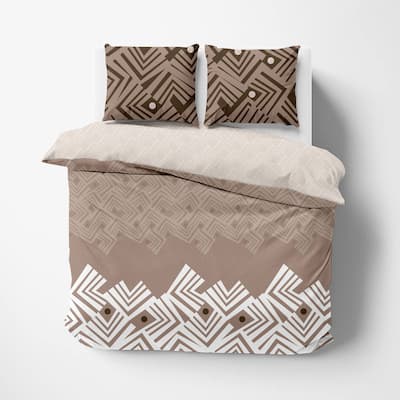 Delara GOTS Certified 100% Organic Cotton Damask Reversible Print Duvet Cover and Sham Set of 2