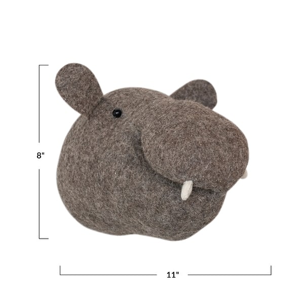 dimension image slide 2 of 7, Handmade Wool Felt Head Wall Hanging