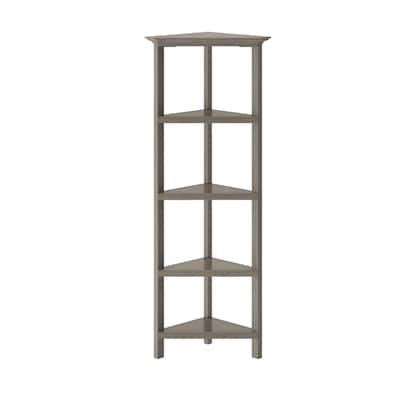 Solid Wood Corner Bookcase for Living Room and 5-Shelf Vertical Unit - 15.25” D x 26.5” W x 60” H