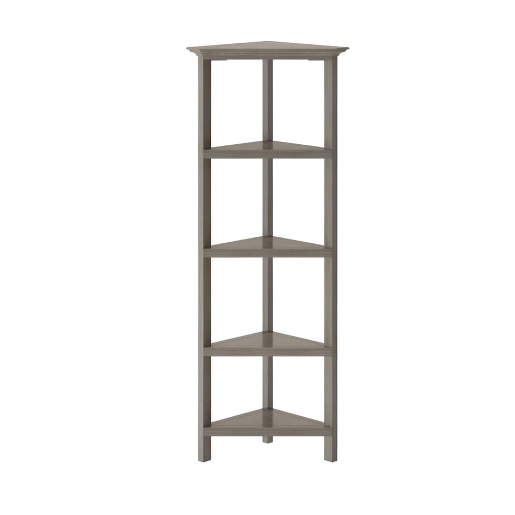 Solid Wood Corner Bookcase for Living Room and 5-Shelf Vertical Unit - 15.25” D x 26.5” W x 60” H
