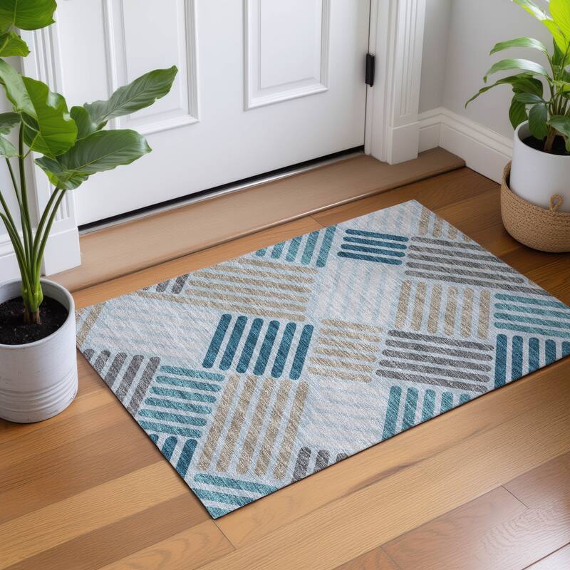 Machine Washable Indoor/ Outdoor Modern Weave Chantille Rug