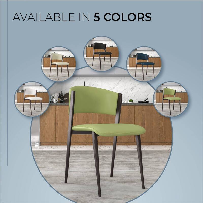 Leather Dining Chairs with Iron Legs and Open-Back Design Aspen Series Set of 2