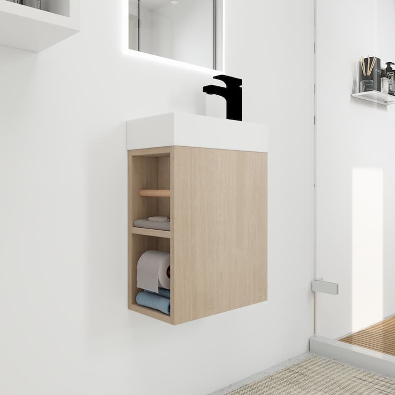 BNK 16/18 Inch Single Sink Bathroom Vanity with Soft Close Door