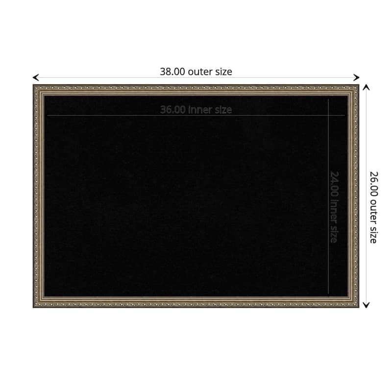 Parisian Silver Wood Framed Black Corkboard Bulletin Board - Board Size 36x24