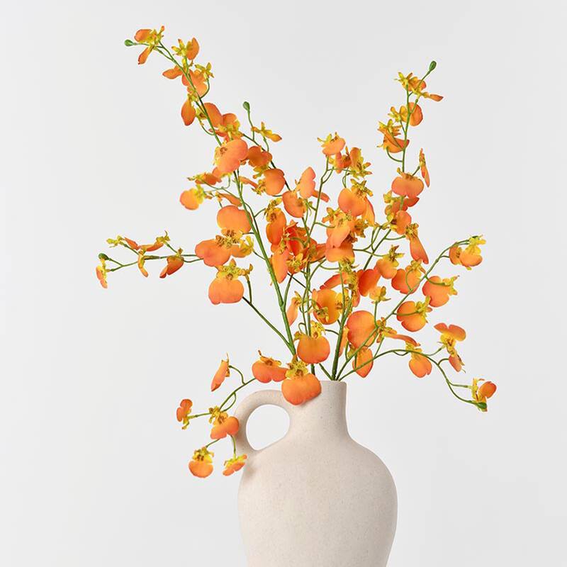 Orange-yellow Silk Decorative Artificial Dancing Lady Orchid(Pack of 1 Branch)