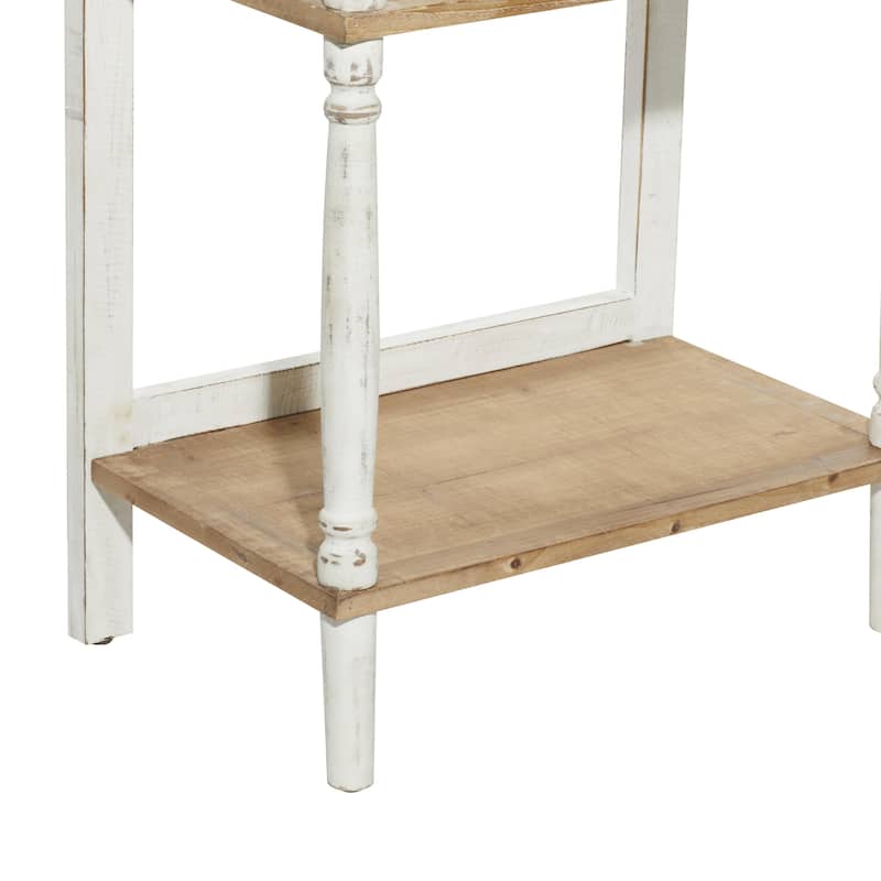 Wood Floral Intricately Carved 4 Shelves Shelving Unit - White - Roche River Decor