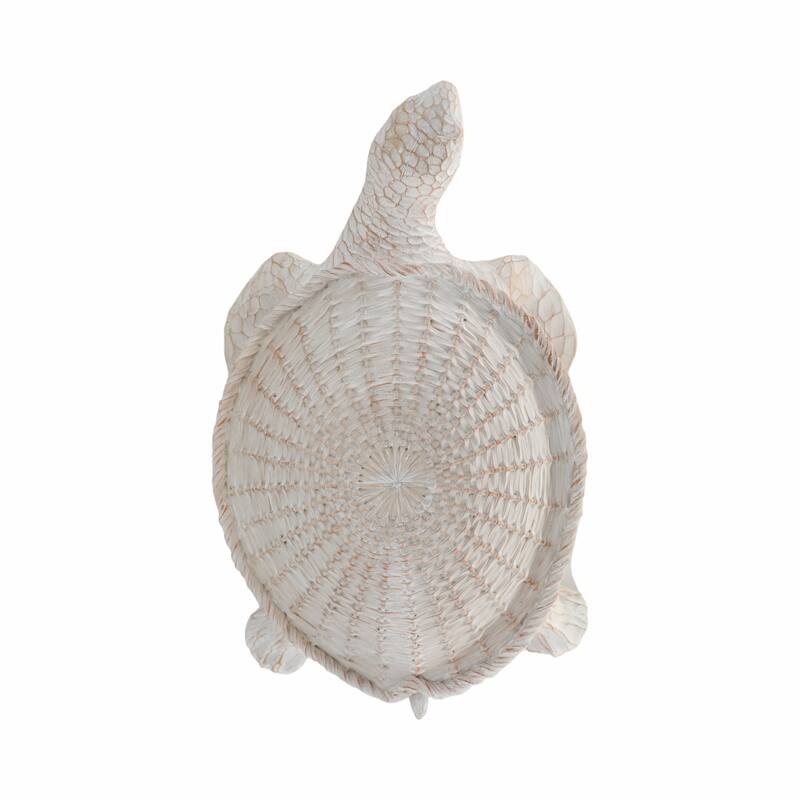 Resin Coastal Style Sea Turtle Sculpture with Woven Shell Texture