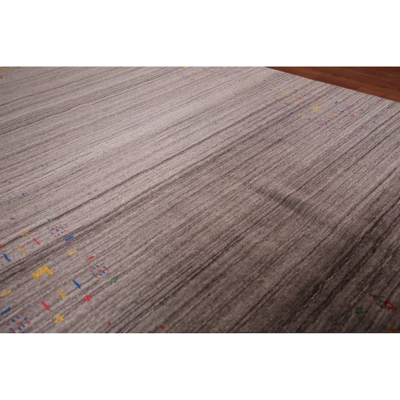 Striped Gabbeh Indian Area Rug Handmade Wool Carpet - 5'1"x 8'0"