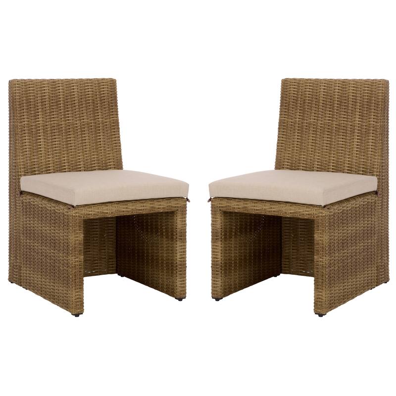 SAFAVIEH Outdoor Living Emma Dining Chair (Set of 2) - 20"W x 24"D x 34"H - Natural/Taupe