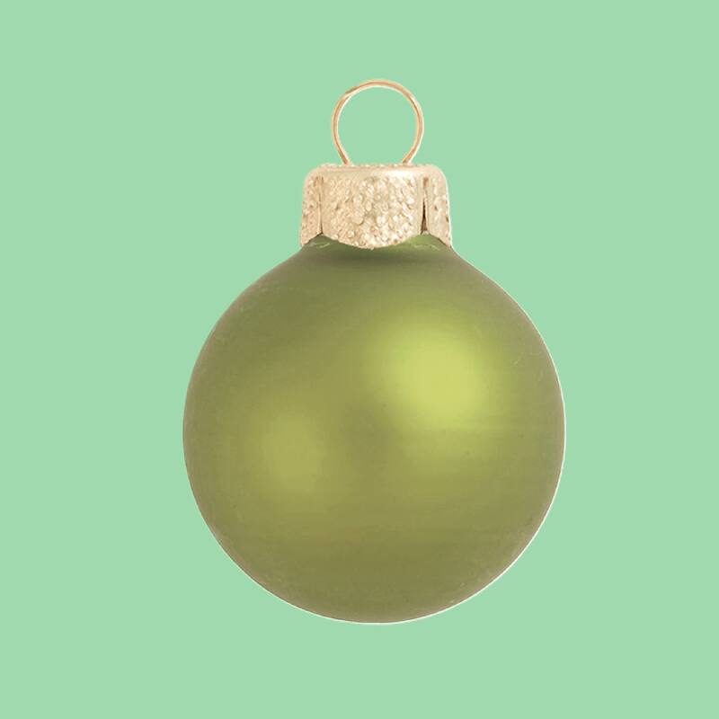 Matte Christmas Glass Ball Ornaments - 2.75" (70mm) - Olive Green - 12ct