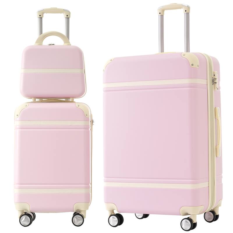 Lightweight 3-Piece Hardshell Luggage Set with TSA Lock, 20" + 28" Luggage & Cosmetic Case