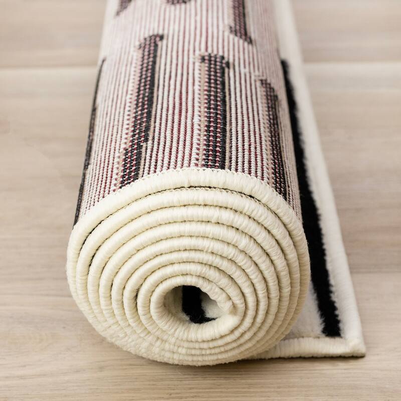 Forte Black White Stripes Area Rug