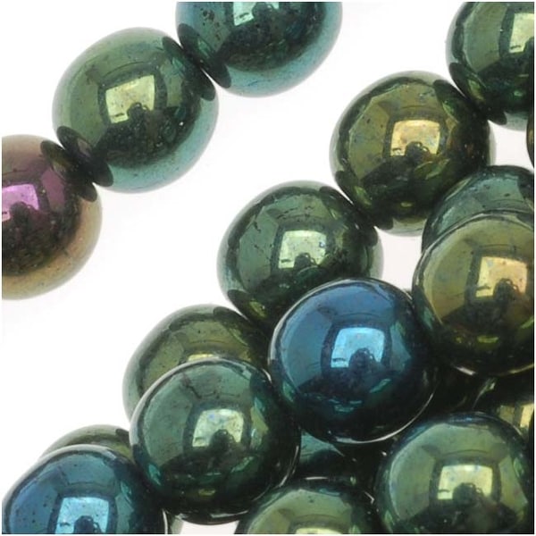 Czech Glass Druk Round Beads 6mm Green Iris (50)
