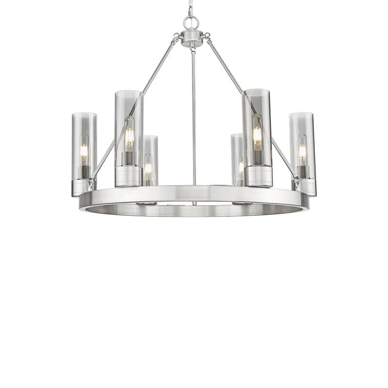 Innovations Lighting 617-6CR-24-29-8 Boreas Chandelier Boreas 6 Light - Satin Nickel / Light Smoke