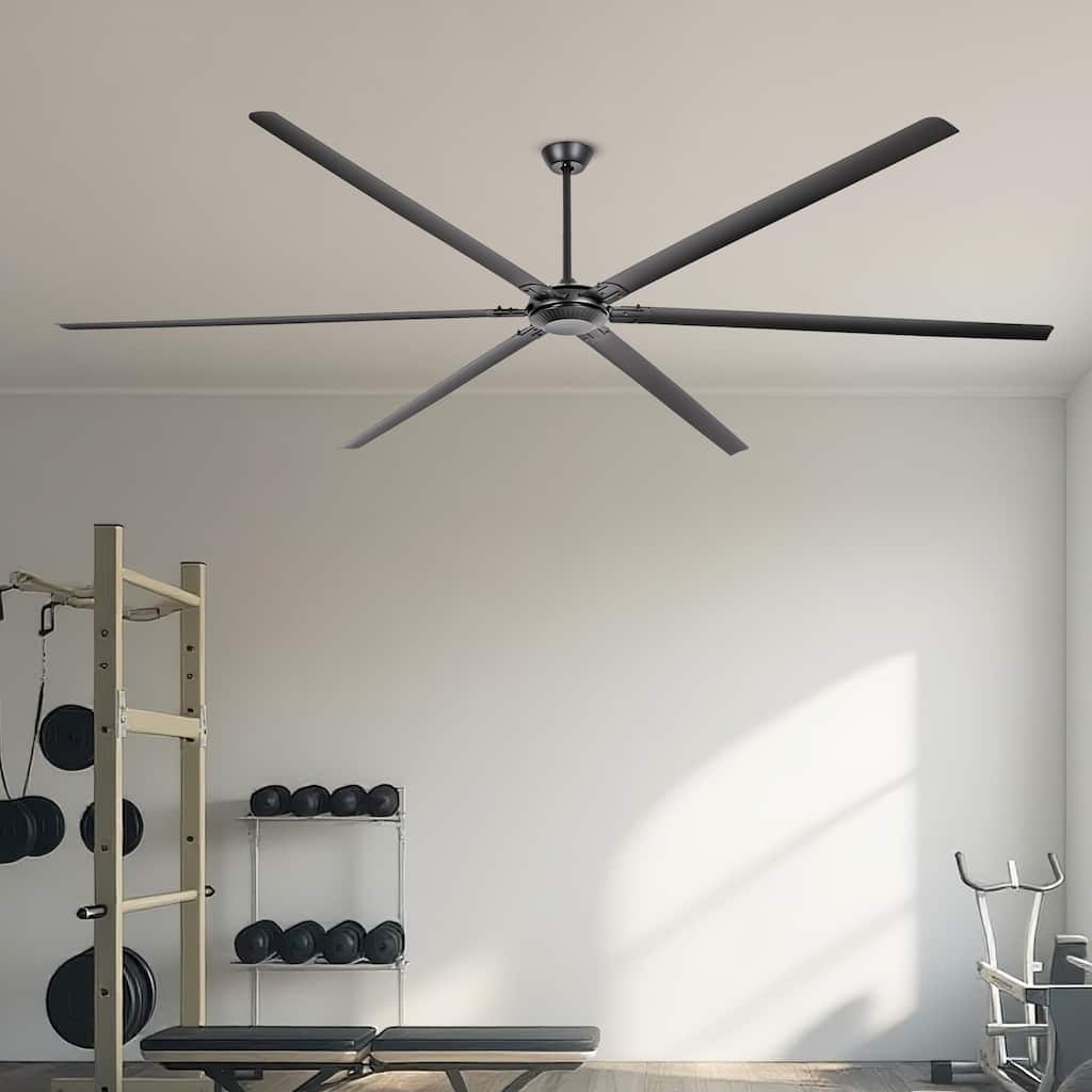 120" Industrial Black Aluminum Extra Larger Commercial Ceiling Fan with Remote
