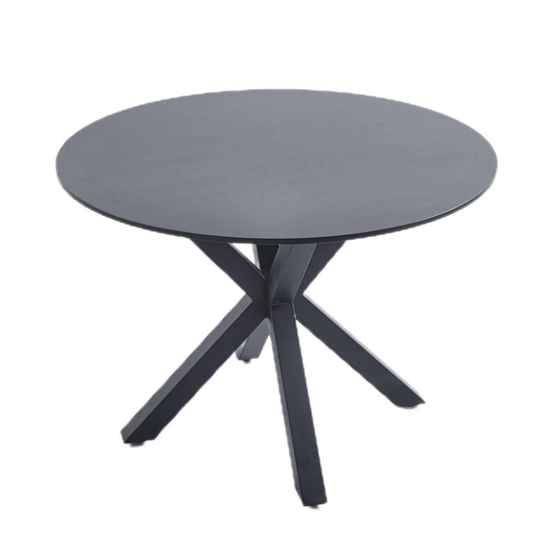 42 Inch Dining Table With Round Table Top and Steel Cross Legs - 29"H x 42"L x 42"W
