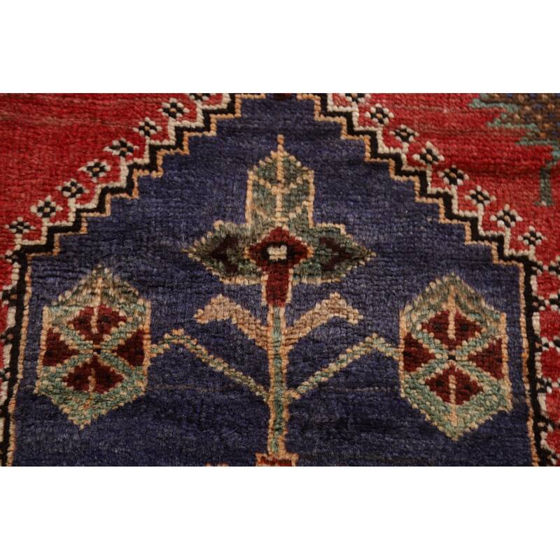 Hand Knotted Oriental 100% Wool Carpet Traditional Tribal Red Shiraz Area Rug - 9' 5'' X 5' 3''