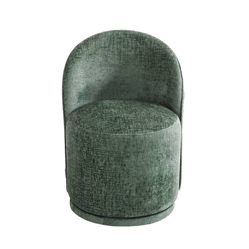 Modern Armless 360-Degree Swivel Dining Chair Barrel Chair - SET OF 4 - GREEN CHENILLE