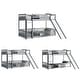 preview thumbnail 22 of 31, Twin Over Twin Low Pine Wood Bunk Bed with Guardrails, Slide and Ladder for Kids, No Slats Toddler Floor Bed with Fence and Door