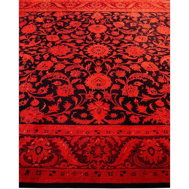 Overton Hand Knotted Wool Vintage Inspired Modern Contemporary Overdyed Orange Area Rug - 6' 4" x 9' 6"