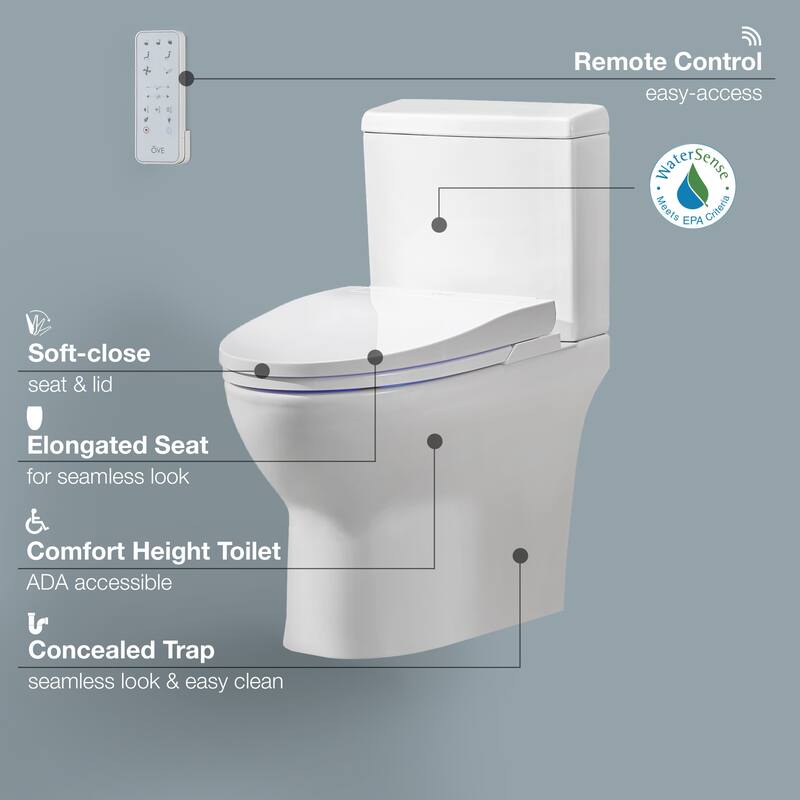 Ove Decors Wilma Bidet Toilet Built-in Tankless Elongated