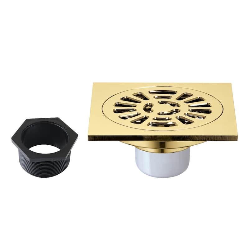 Kingston Brass BSF4267 Watercourse 3-15/16" Square Shower Drain - Polished Brass