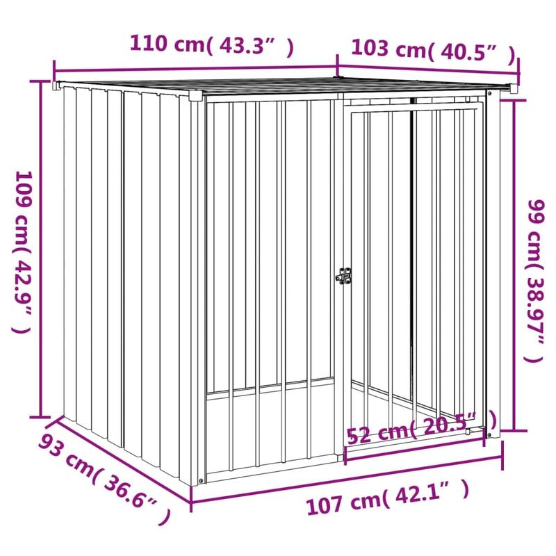 vidaXL Dog House Black Galvanized Steel Large Durable Dog House