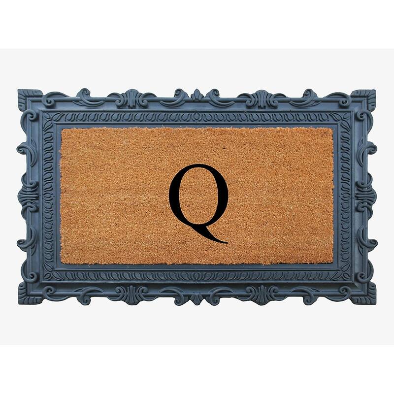 A1HC First Impression Carson Rubber and Coir 24" X 36", Heavy Duty, Easy to Clean Outdoor Monogrammed Doormat - Monogrammed Q