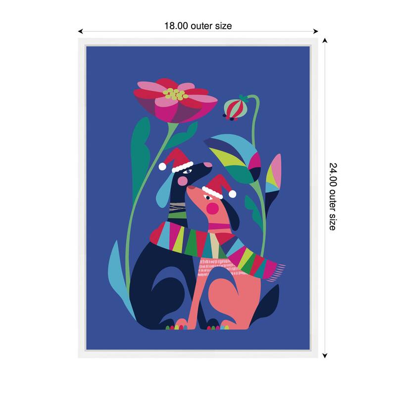 Kate and Laurel Framed Canvas Christmas Dogs Love by Rachel Lee