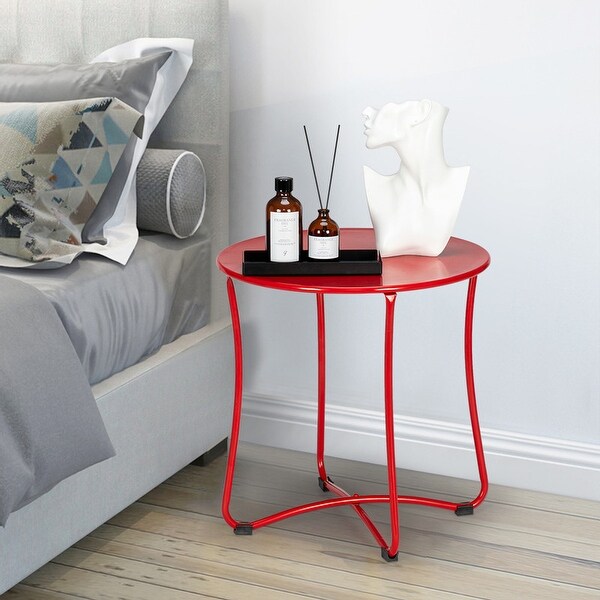 Bedroom Redd Royal Simple End Table for Small Spaces Oval Side Table Balcony White Sofa Table Nightstand for Living Room 