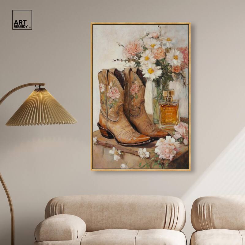 Delicate Floral Boots II Canvas by Art Remedy