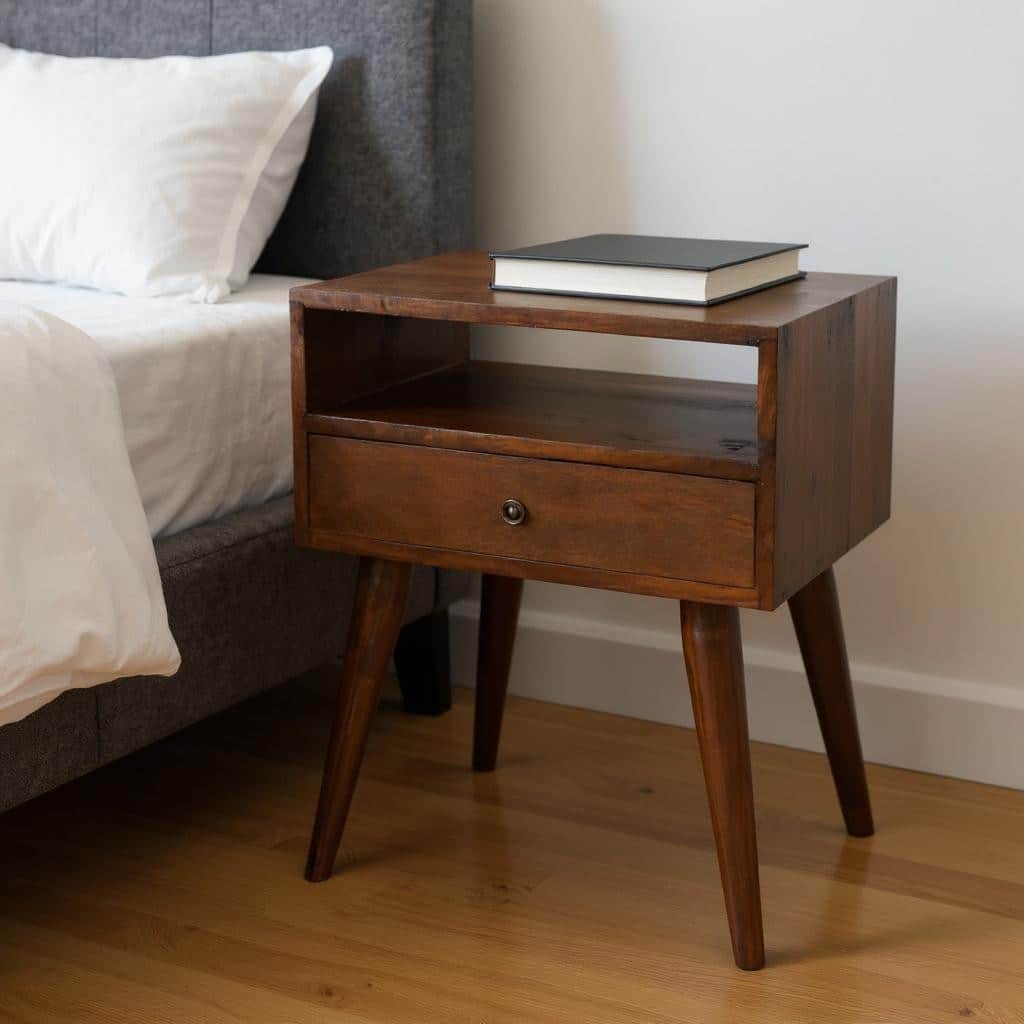 HomeRoots 22" Chestnut Solid Wood One Drawer Nightstand