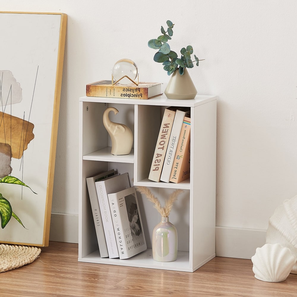 VECELO Widened Version, 2-Tier Three Open Cube Wooden Bookcase Organizer, Bookshelf, Book Storage